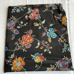 2 yards black with floral motif, cotton, 44" wide